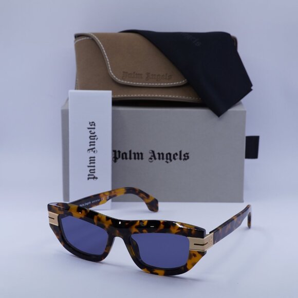 Palm Angels PERI10E CLAIRE 6045 Cat Eye Sunglasses - Havana/Blue - Picture 4 of 9